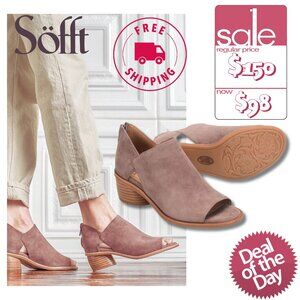 Sofft NEW IN BOX Heeled Sandals Bootie Mules Gray Leather Suede Fall Shoe Deals